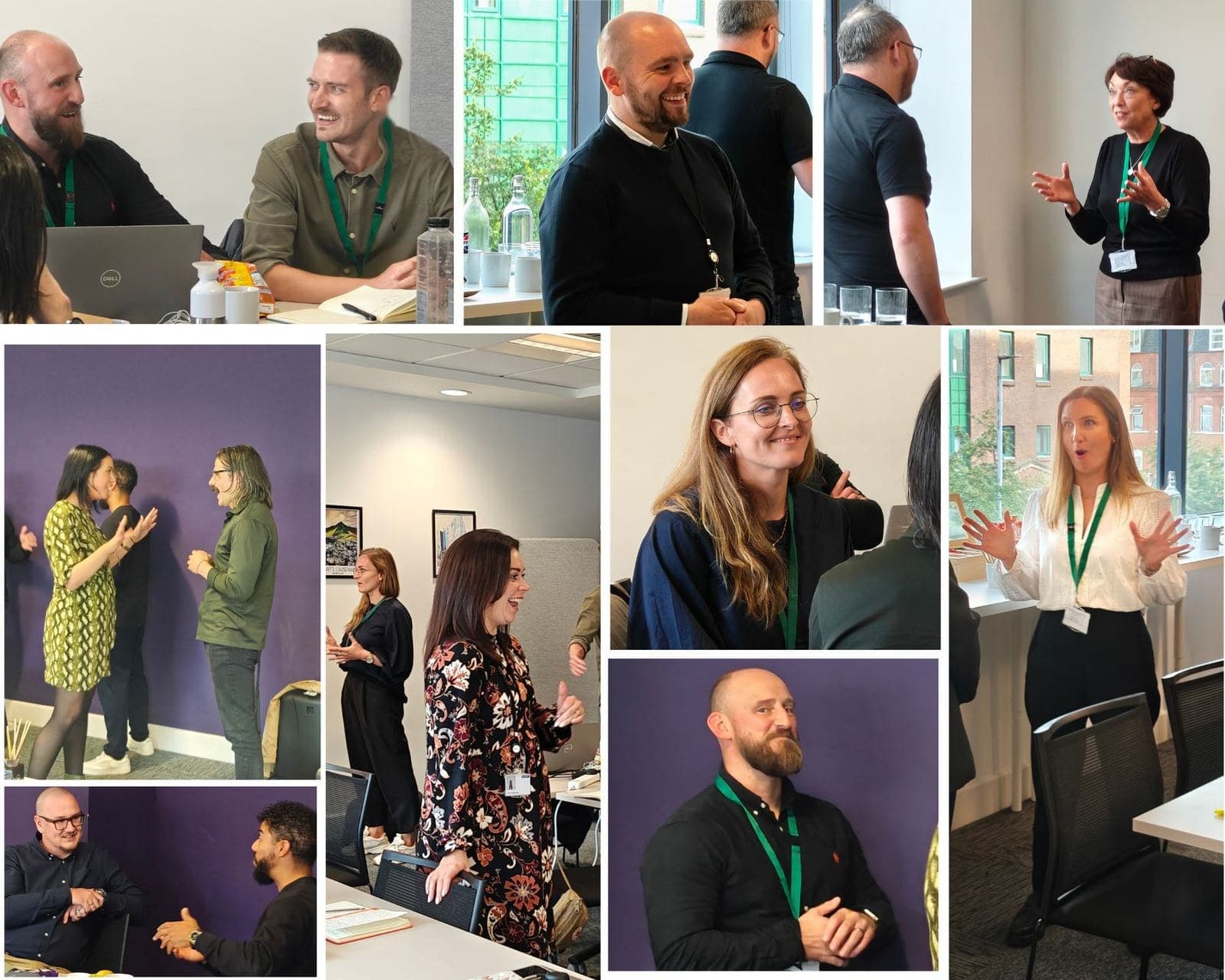 Collage of participants laughing, talking and practising together during Inner Leader workshops